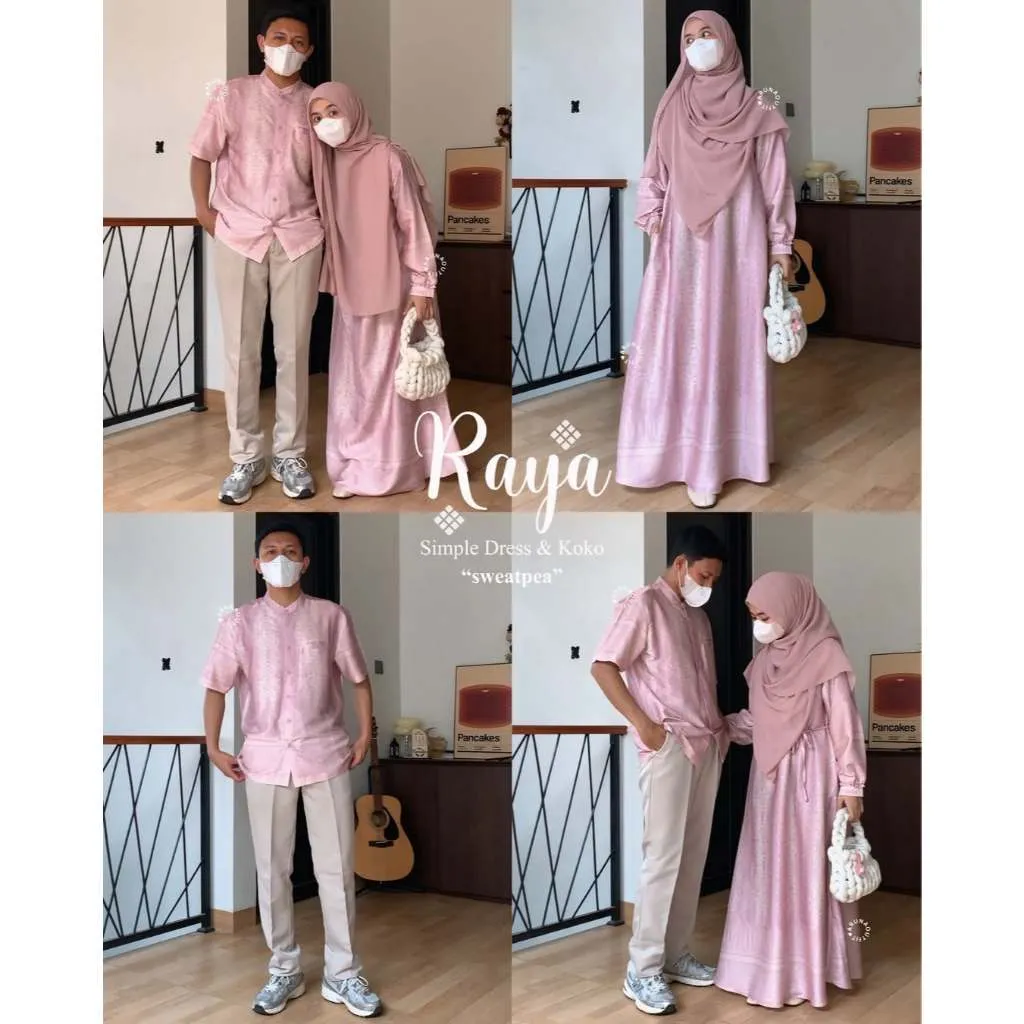 RAYA SIMPLE DRESS DAN KOKO SARIMBIT BY ARUNAOUTFIT