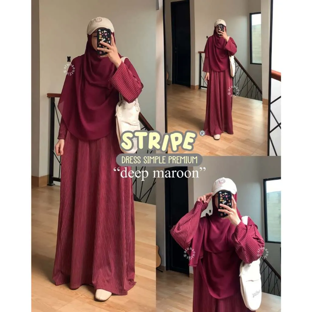 STRIPE DRESS SIMPLE PREMIUM BY ARUNAOUTFIT