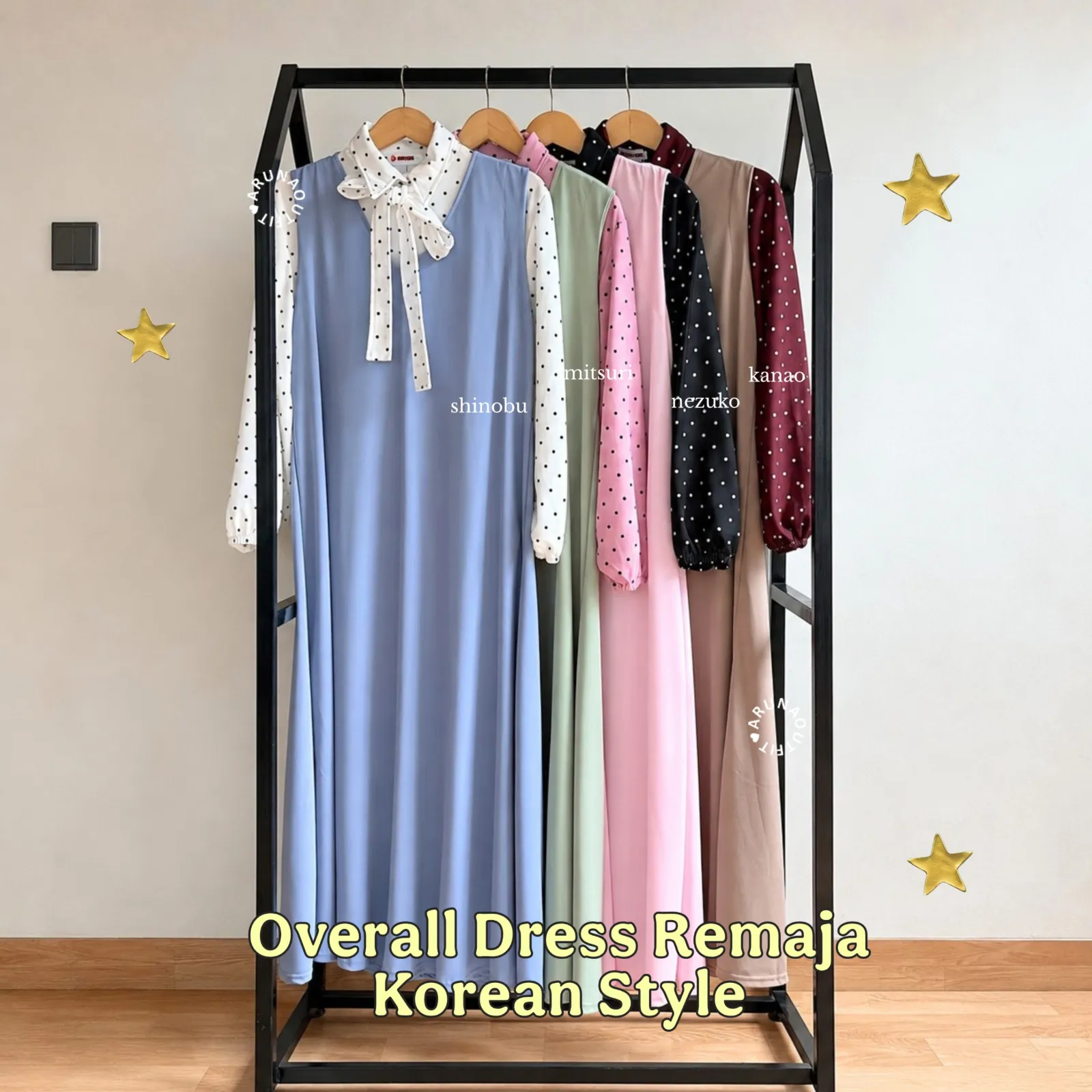 OVERALL DRESS POLKA REMAJA KOREAN STYLE BY ARUNAOUTFIT